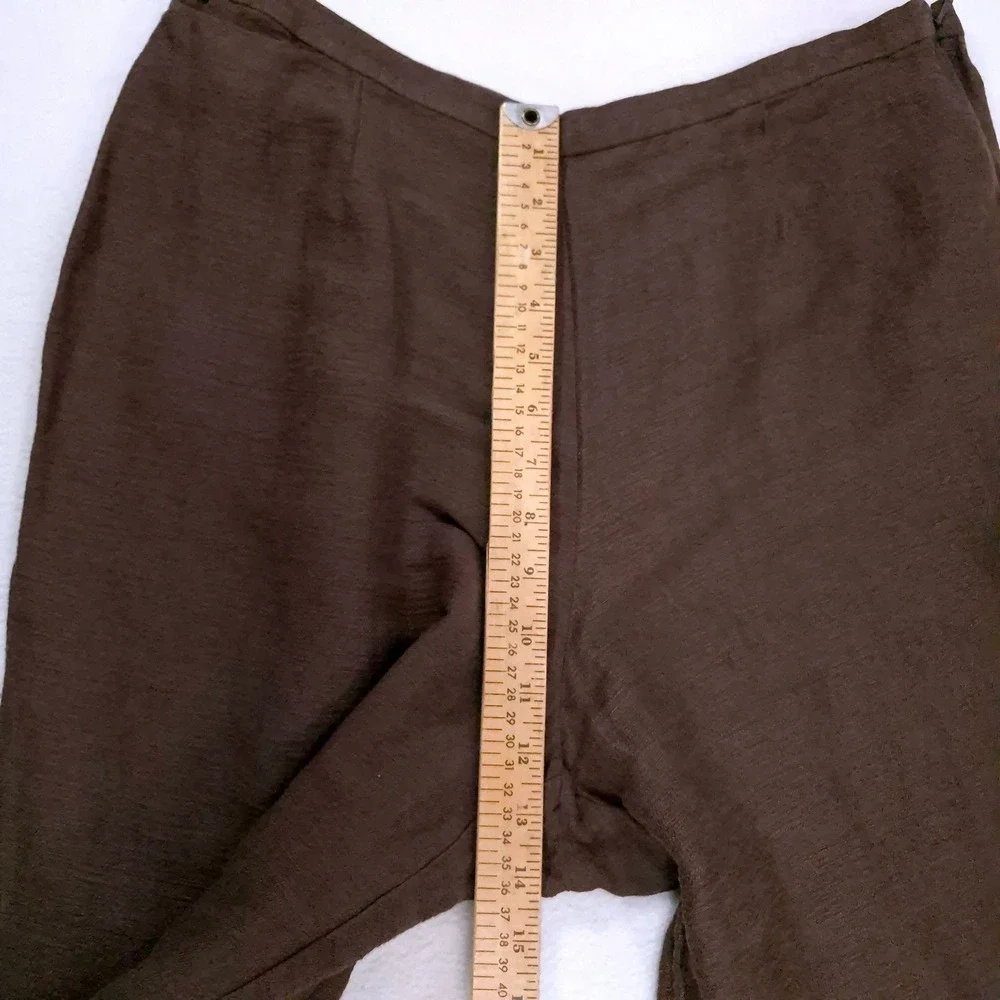 Eileen Fisher Wide Leg Pants Brown L Minimalist Quiet Luxury 100% Linen Trousers - Picture 7 of 9